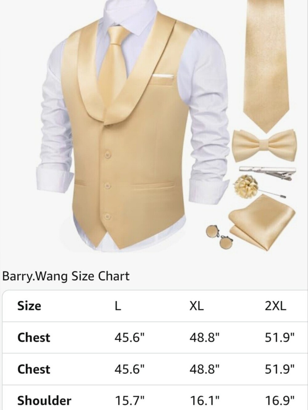 New Large Solid Color Suit Vest with Necktie Cufflinks Bow Tie Set - Picture 5 of 7